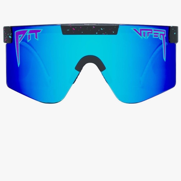 Pit Viper Black Frame Sunglasses with Blue Lenses - Picture 1 of 6